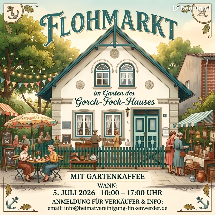 Flohmarkt mit Gartenkaffee – Plakat vergrößern